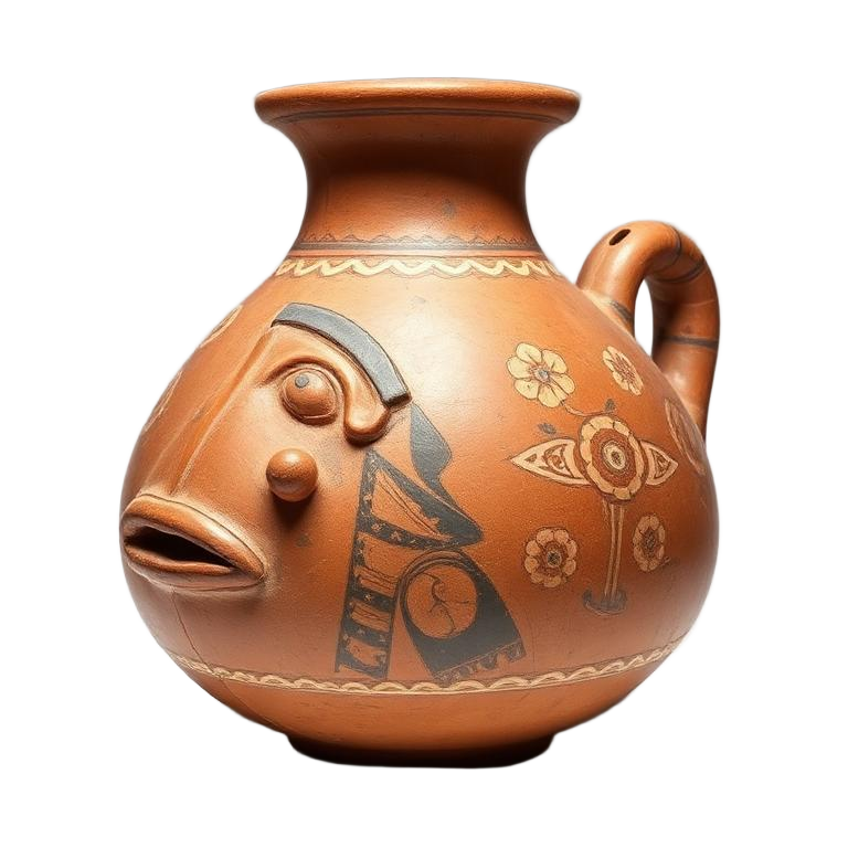 Moche stirrup-spout ceramic portrait vessel