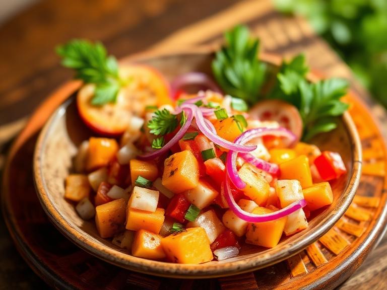 Plate of Peruvian ceviche